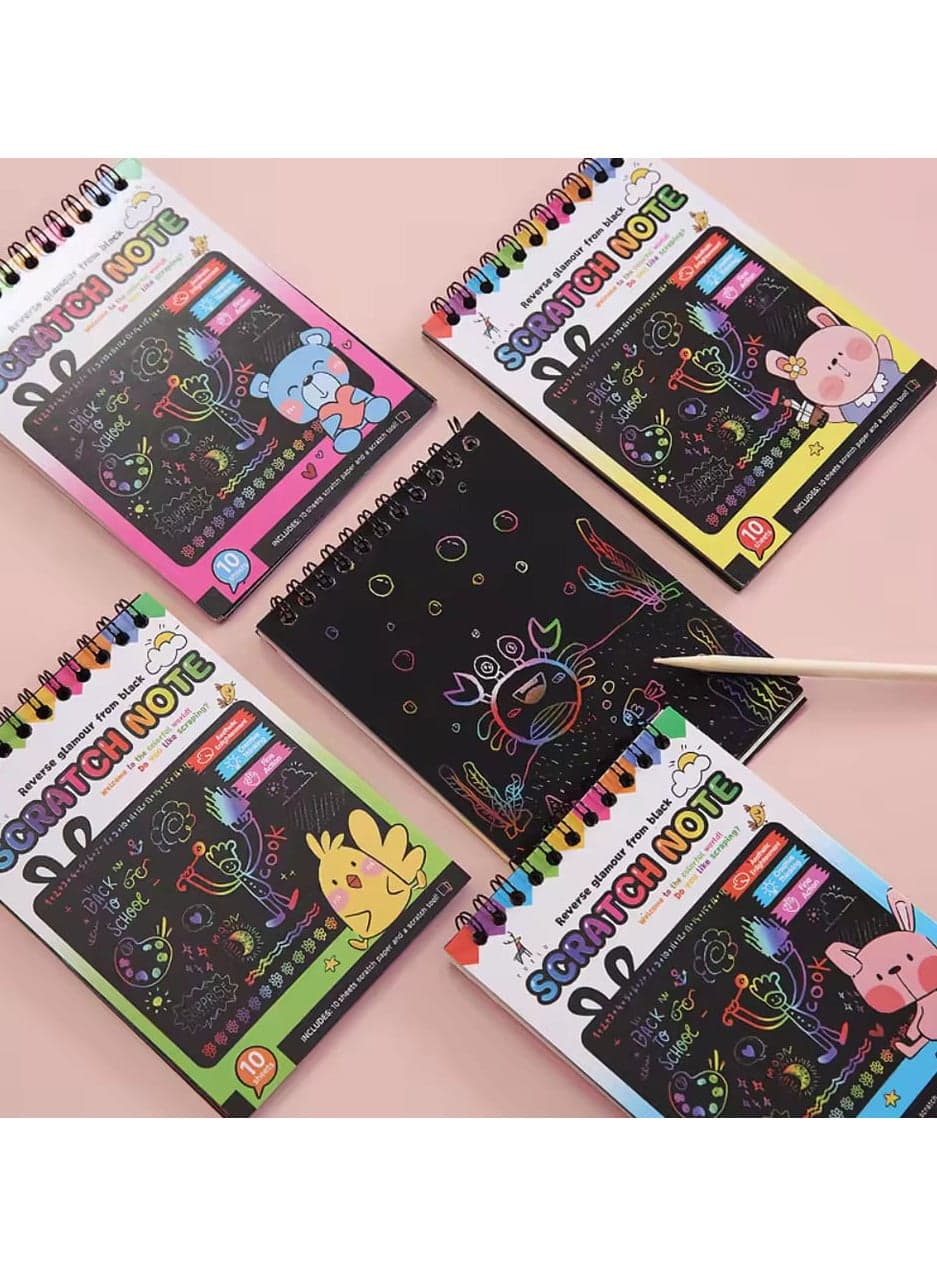 Sketch Notepad Rainbow Magic Scratch Papers for Kids Scraping Art Painting Handmade Graffiti Book Educational Toys for Children Montessori Educational Toys Early Development Toys (٢)