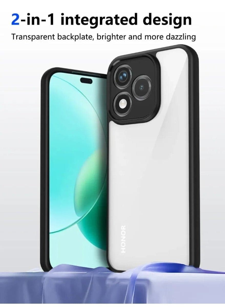 TM Clear Cover | Honor 400 lite Anti Fall Shockproof Case Full Protection Cover with Camera Shied, Transparent With Black Frame