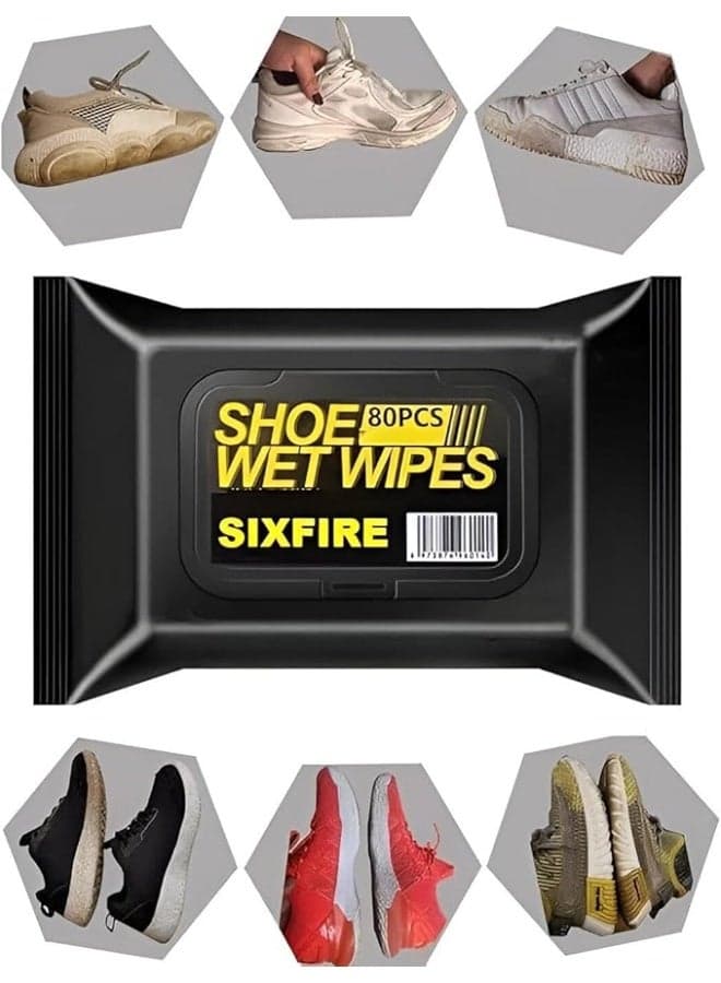 Shoe cleaning wipes - instant stain and dirt remover - economy pack (80 wipes) Cleaning Wet Wipes (٢)