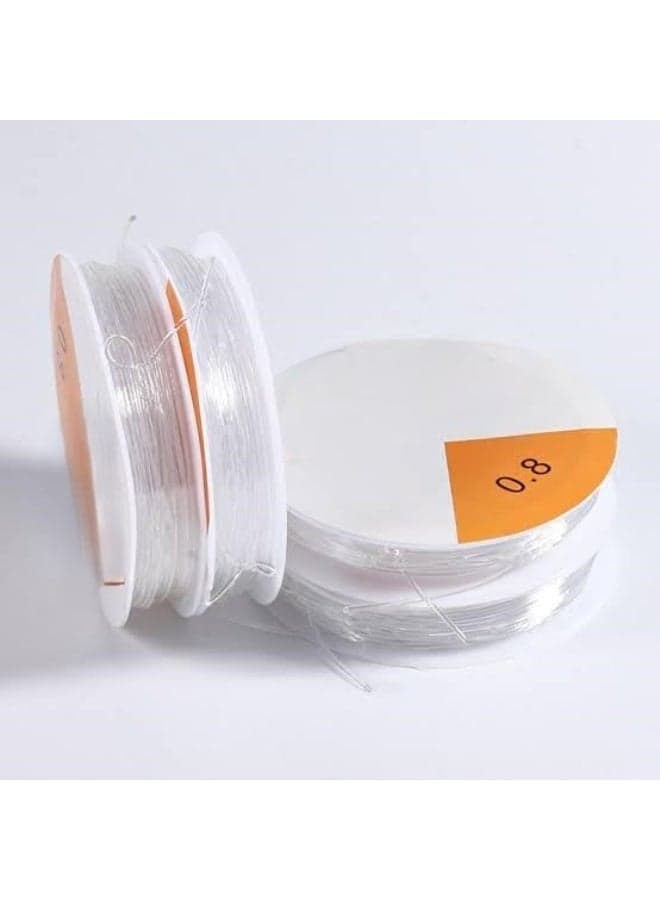 3 Rolls 0.8mm Transparent Jewelry Making String for Beading Jewelry Making Accessories and Beading Necklaces and Bracelets, Multi-Use Easy to Use Flexible Easy to Knotting and Shaping Crafting Beads