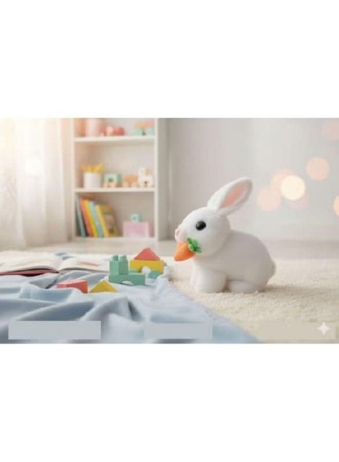 Interactive electronic stuffed bunny toy with sounds, a bunny that jumps with its nose and holds a carrot, a perfect gift for toddlers' birthdays. Plush Puppets (٢)