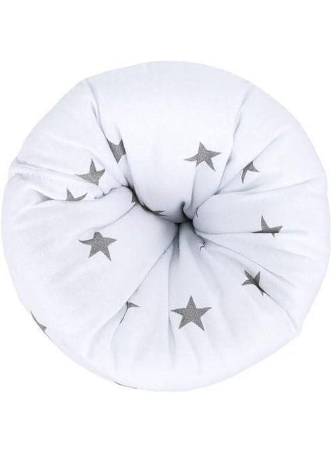Small nursing pillow with a diameter of 20 cm - small cotton arm pillow for breastfeeding and bottle feeding on the go with white stars Kids Pillows (٢)