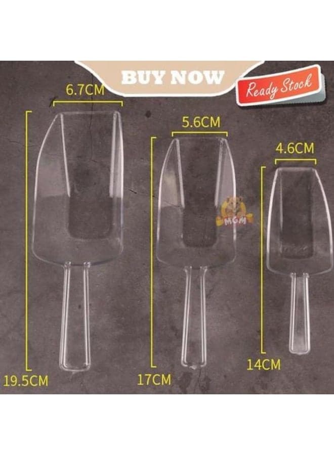 3PCS Kitchen Rice Scoop Set - Clear Plastic Scoops for Candy, Ice Cream Bar, Rice, Containers, Coffee, Flour, Dessert Toppings, etc., 7.6", 6.7", & 5.5" Spatula Turners (٦)