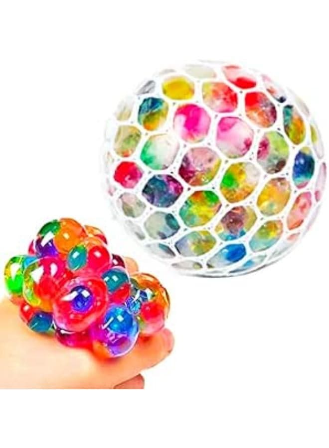 Water Bead Squeeze Ball - Multicoloured Water Beads for Sensory Stimulation, Stress Ball, Squishy Fidget Toy, Anxiety Relief, 6cm, Great for Autism ASD ADHD SPD Special Needs Sensory Hand Therapy