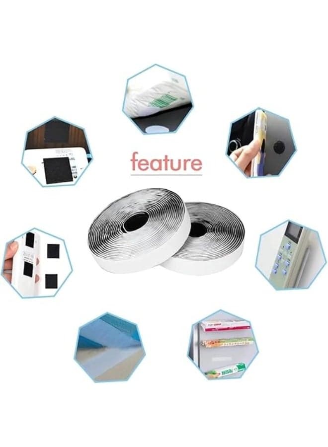 Reusable Velcro Tape - 2.3m wide x 1m long - White - Strong Fastener Clip for Home and Office Mounting Tape (5)