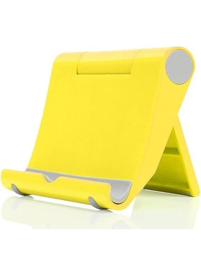 Multi-angle mobile phone holder, universal adjustable plastic tablet holder, portable and foldable design for desk and table, compatible with all smartphones and tablets, 10 x 8 cm size (yellow color) Mounts & Holders