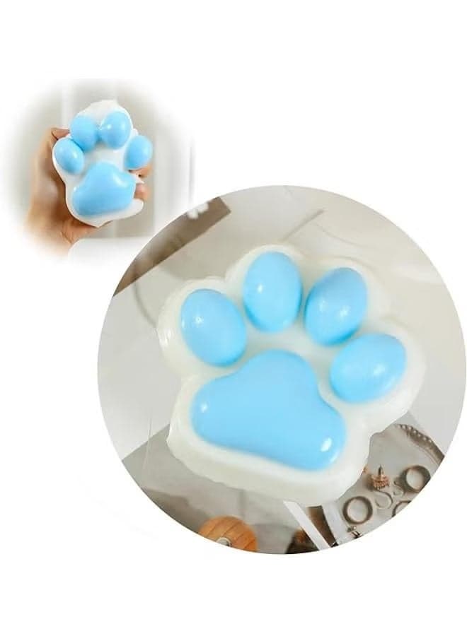 Taba Squishy Cat Paw Squeeze Toys,Sensory Fidget Toy for Your Best Mellow and Chill,Birthday Gift, Squishy Toys for Adults (Blue Cat Paws-Large)
