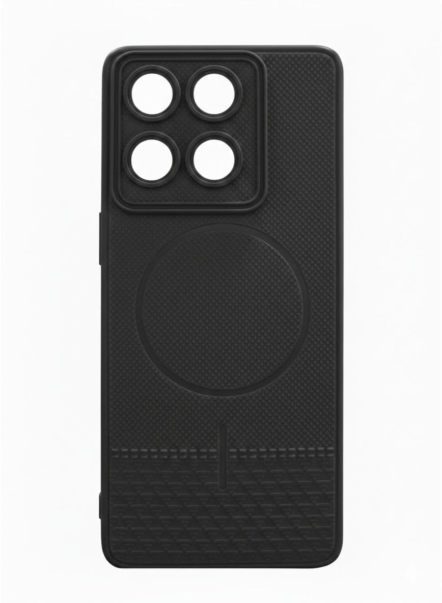 Shockproof Protective Case for Honor X7d, Slim Matte Carbon Fiber Texture Back Cover with Camera Protection & Anti-Fingerprint Design - Black (Non-Magnetic Design)