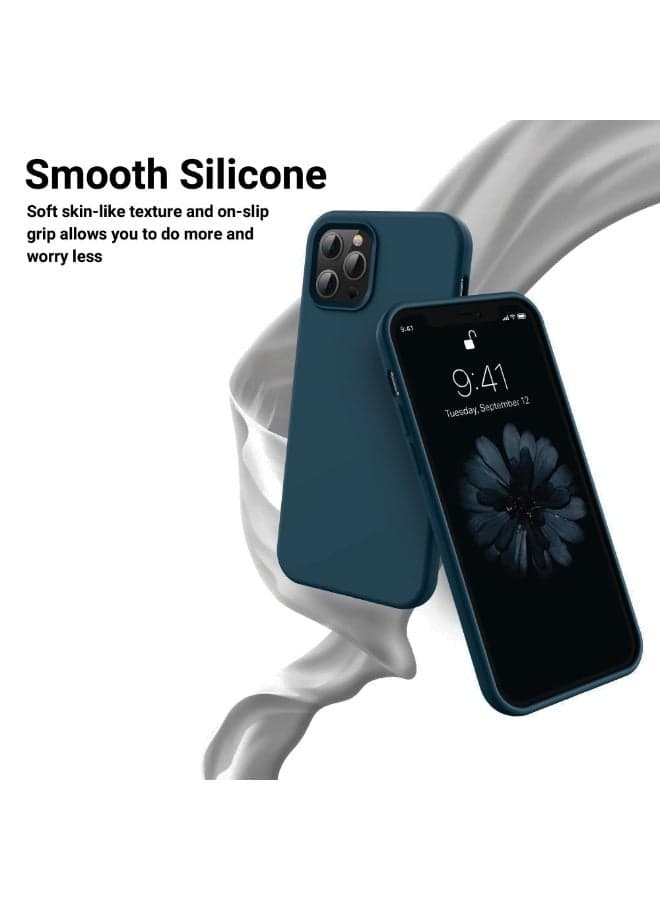 Compatible with iPhone 15 Pro Max 6.7 Inch Slim Liquid Silicone 4 Layers Soft Gel Rubber Shockproof Protective Phone Case with Anti Scratch Microfiber Lining (petrol) Cases & Covers (٧)