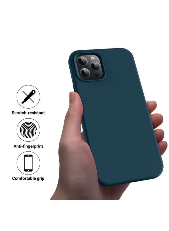 Compatible with iPhone 15 Pro Max 6.7 Inch Slim Liquid Silicone 4 Layers Soft Gel Rubber Shockproof Protective Phone Case with Anti Scratch Microfiber Lining (petrol) Cases & Covers (٦)