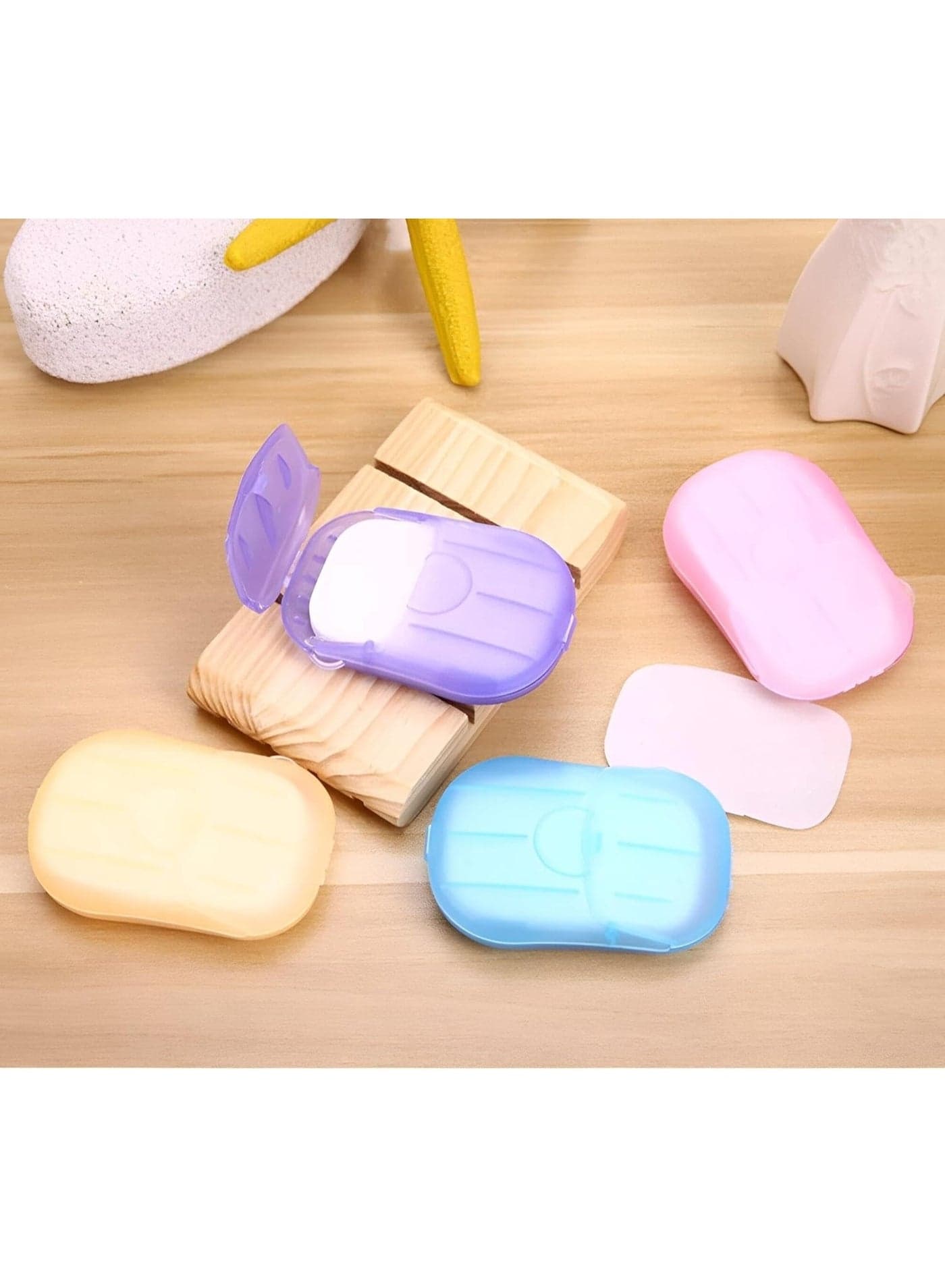 Travel Disposable Soap Sheets – Outdoor Portable Hand Soap Paper, Foaming Scented Soap in Compact Case,40-Piece- Multicolor Bathroom Cleaners (٤)