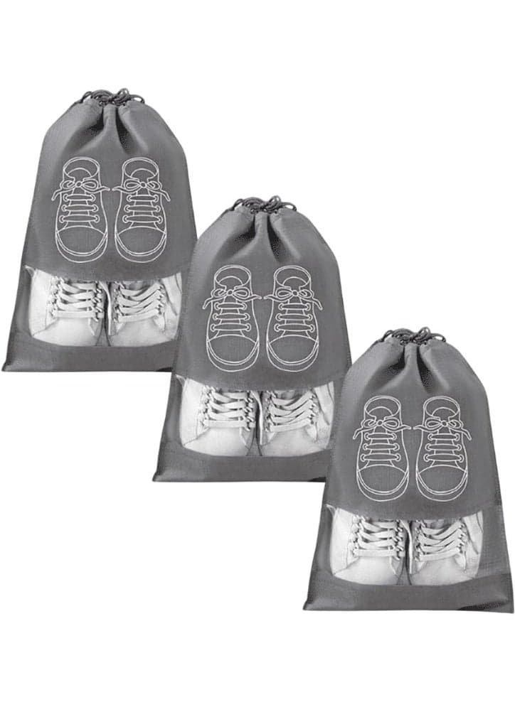 3Pcs Large Travel Shoe Organizer Bags – Waterproof Non-Woven Pouches with Drawstring for Shoes, Gym, Sports, and Travel, Suitable for Men and Women