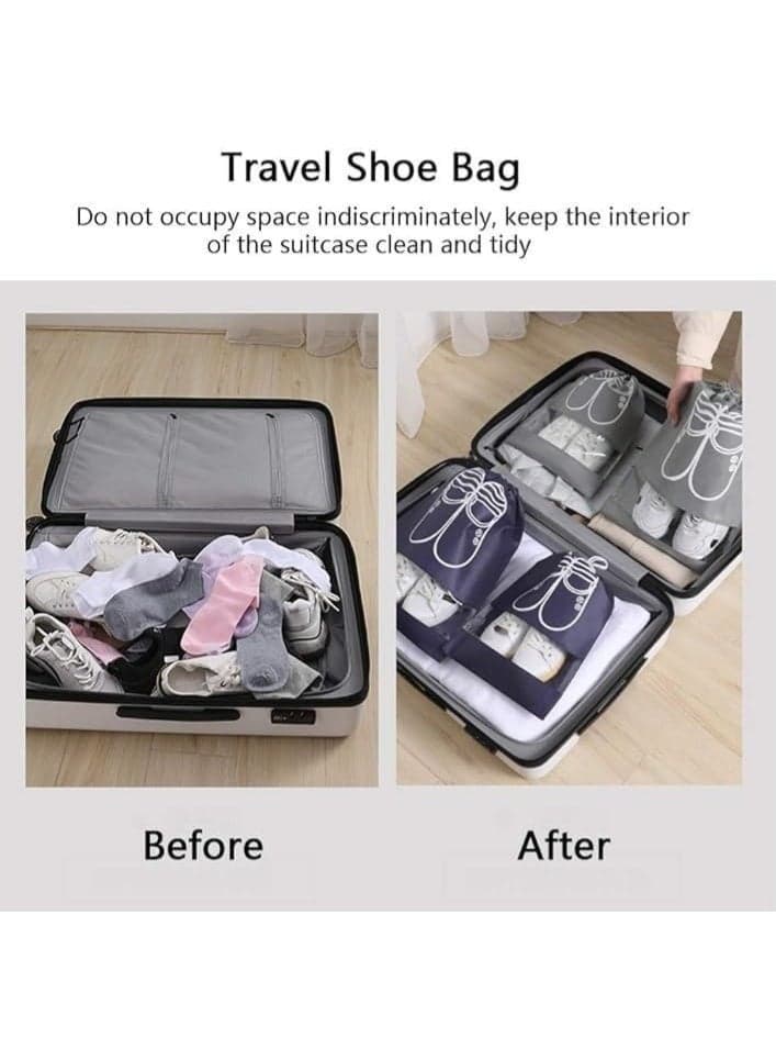 3Pcs Large Travel Shoe Organizer Bags – Waterproof Non-Woven Pouches with Drawstring for Shoes, Gym, Sports, and Travel, Suitable for Men and Women (4)