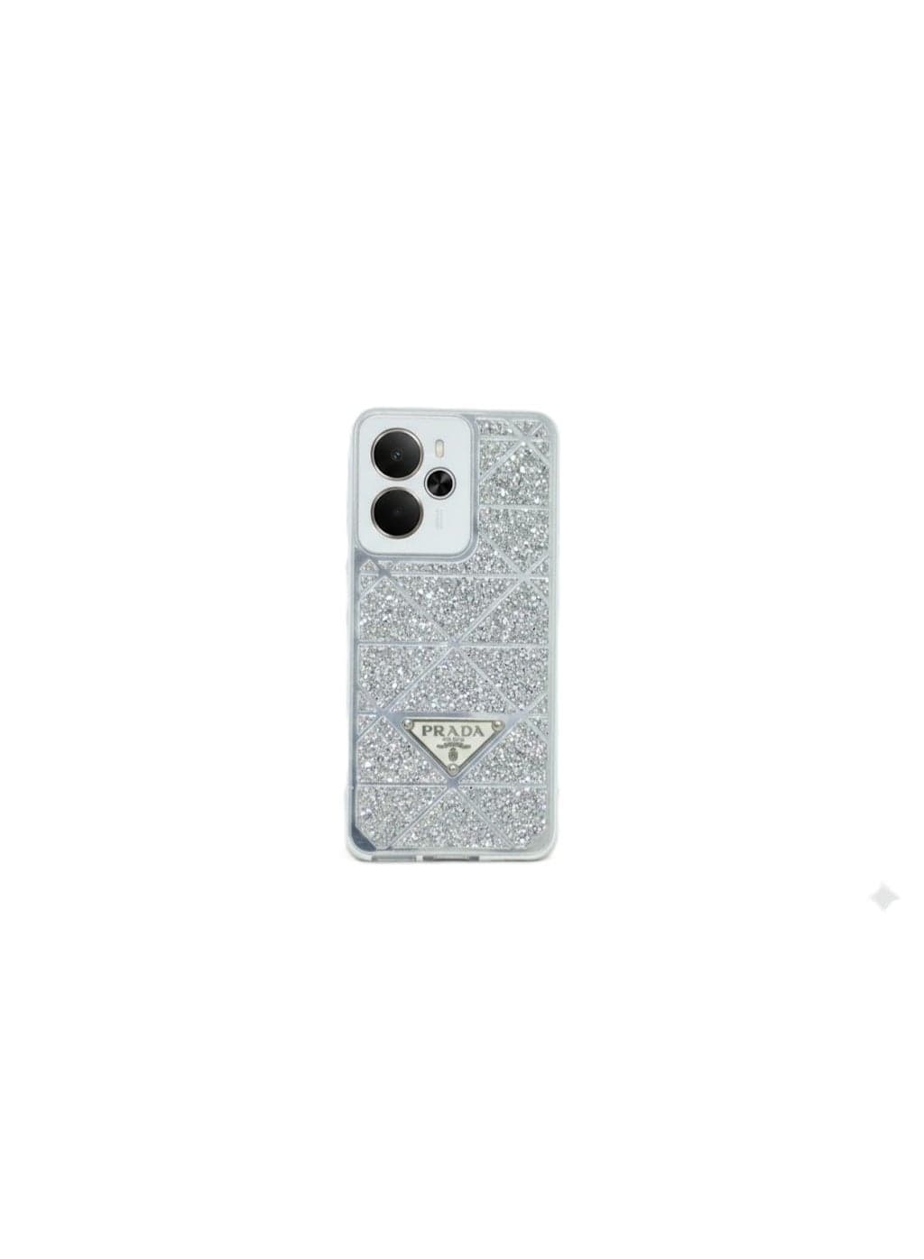 Crystal-Studded Case, Shock-Compatible with Realme Note 14 Resistant, Durable, Fingerprint-Resistant Back Cover - A Stylish And Luxurious Mobile Phone Accessory (Silver)