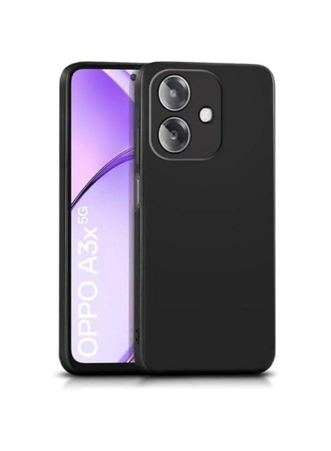 Silicone Mobile Phone Case Compatible with Oppo A3x 5G. 4G A3 - Made of Silicone and Soft TPU - Black Cases & Covers