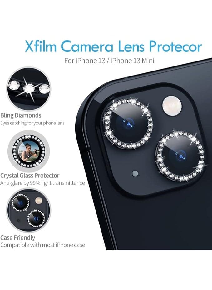 Camera lens protector for iPhone 13/13 Mini, preserves original image quality. Tempered glass metal screen protector, case-friendly - Black Mobile Lens & Lens Protectors (٥)
