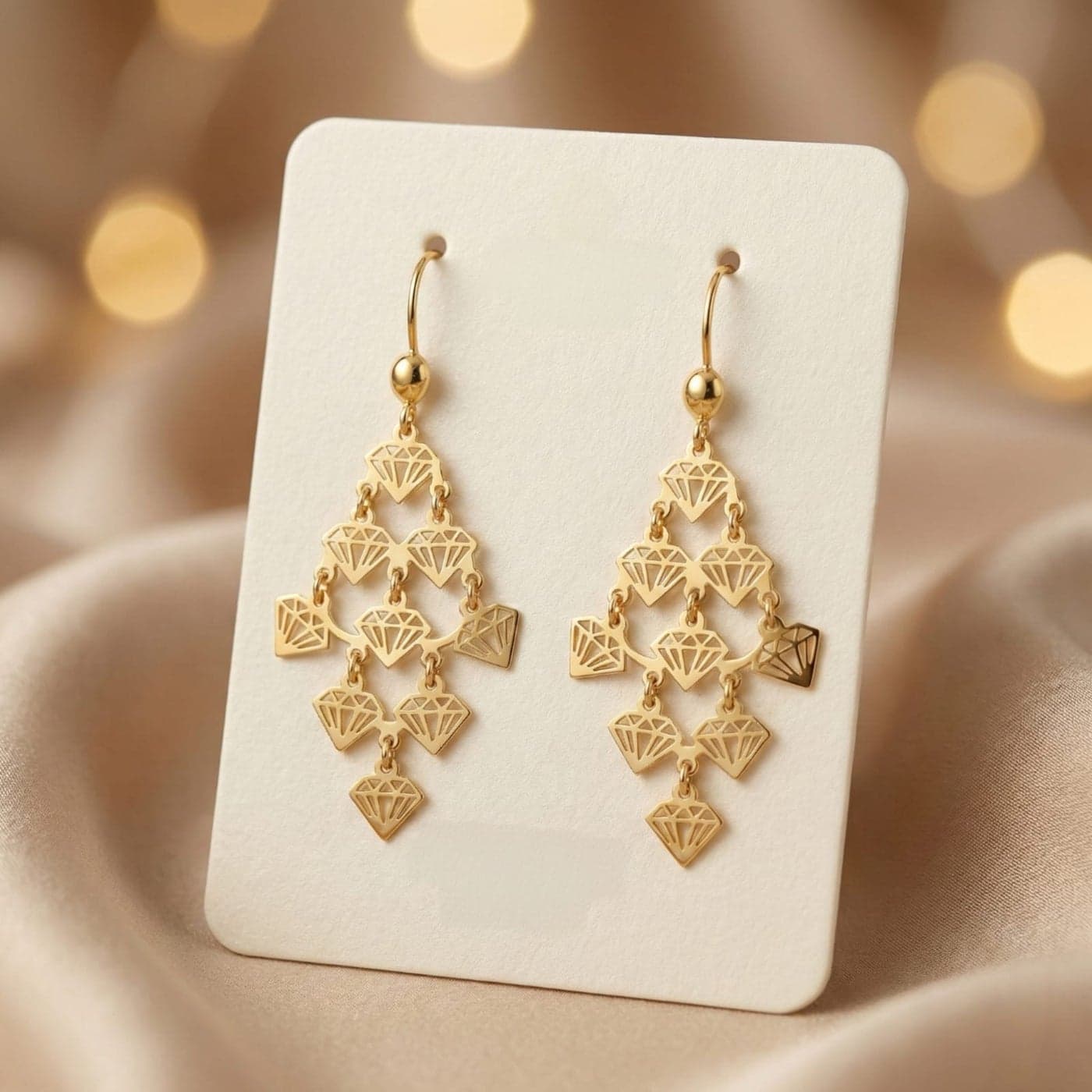 Long gold earrings with an eye-catching, openwork geometric design; swaying pendants that gracefully add a touch of glamour. An elegant piece to suit your refined taste for any occasion. Women's Earrings Drop & Dangle (٦)
