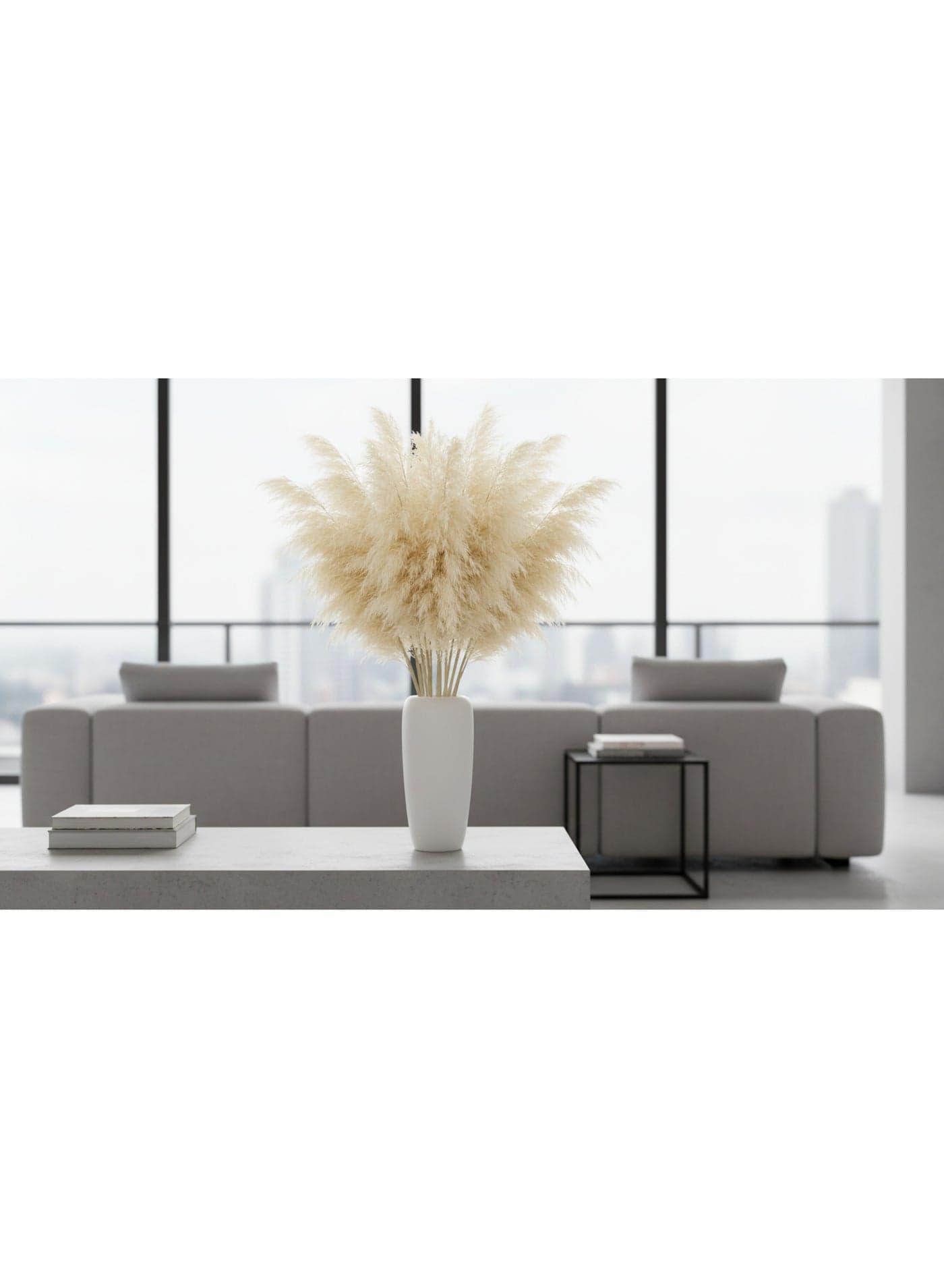FANCY Original Natural Dried Pampas Grass, 70 cm Tall Extra Fluffy Cream White , Home Décor, Pack 3 (8)