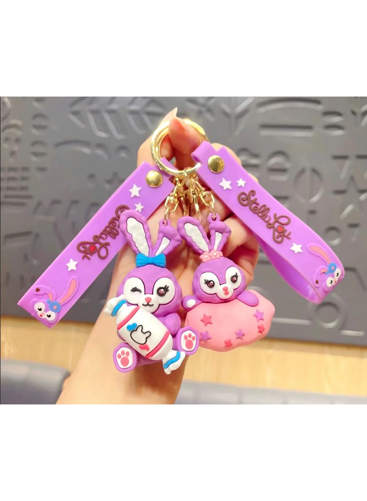 Purple Rabbit Rubber Keychain / same as picture Key Chains (3)