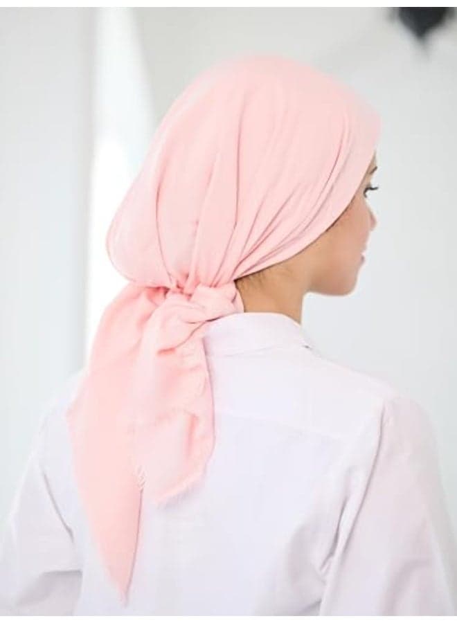 Premium Pure Cotton Scarf, Ultra Soft & Breathable with Elegant Smooth Finish, Lightweight & Comfortable 90X90 CM , Pink Color Women's Accessories (٥)