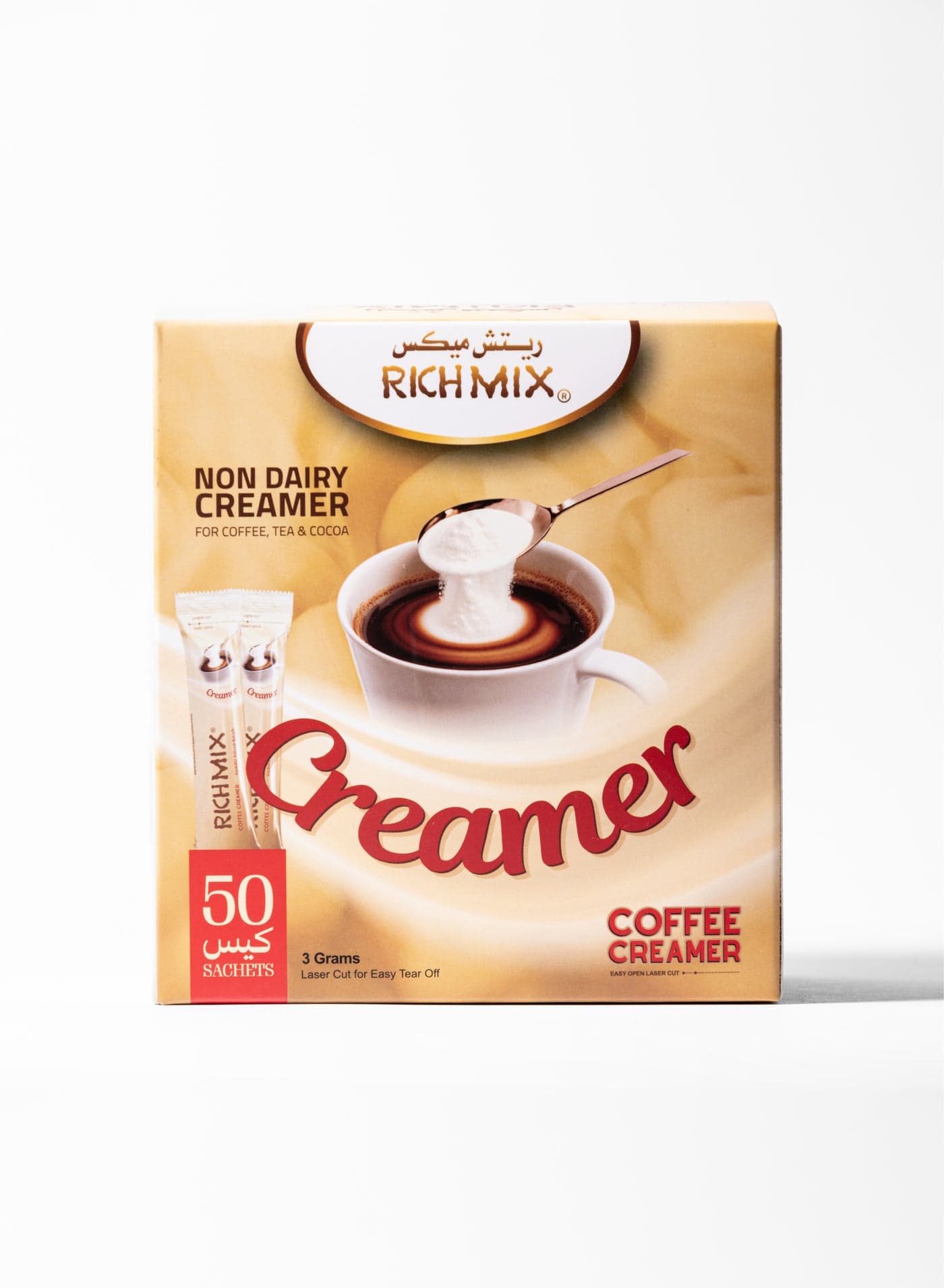 RICHMIX Non‑Dairy Coffee Creamer – 33% Coconut Oil – 50 Easy‑Open 3g Sticks (3)