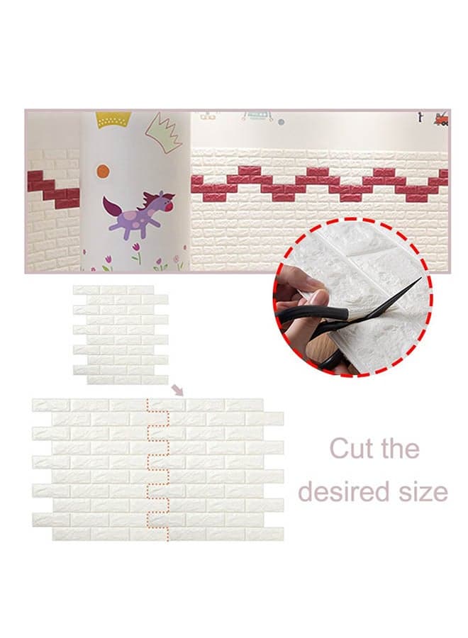 1-Piece 3D Foam Bricks Wallpaper Set White 77x70cm (5)