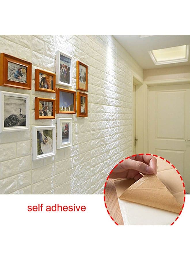 1-Piece 3D Foam Bricks Wallpaper Set White 77x70cm (4)