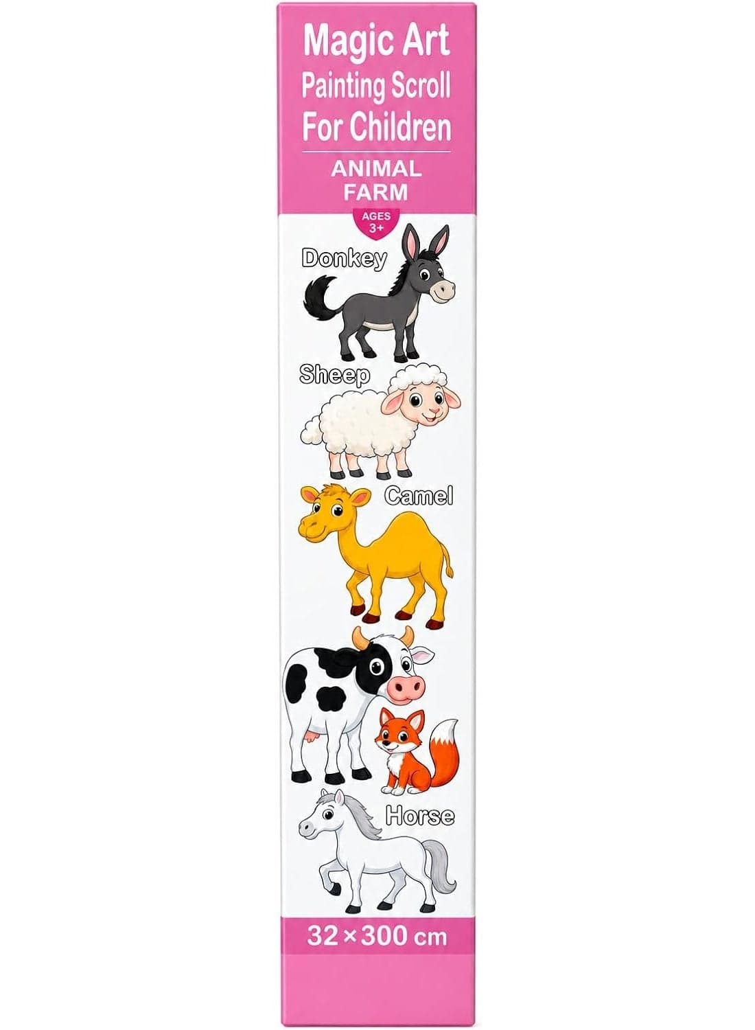 Farm Animals Coloring Roll, 3 Meter Length and 30 cm Width, Continuous Drawing and Coloring Activity Paper for Creative Art Party Games & Crafts