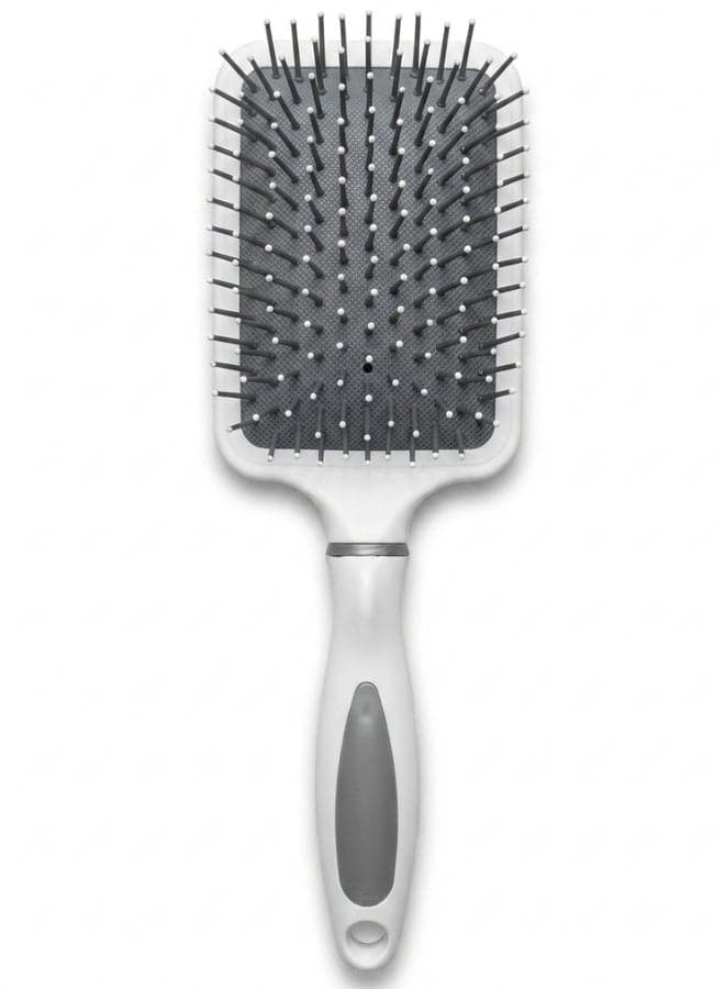 Wide Paddle Hair Brush With Flexible Cushion Base and Rounded Bristles