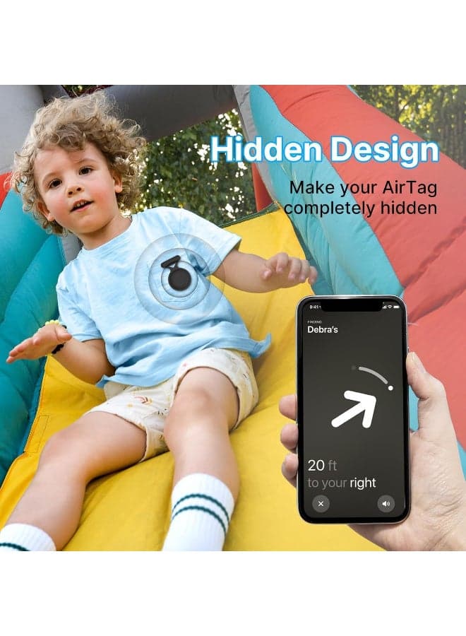 Ecosystem Soft Silicone case Compatible with Apple Airtag Hidden Cover with Pin Brooch, Waterproof Kids Holder Case, Anti Lost Air Tag Protective cover (Navy Blue) Fitness Tracker Cases (٤)