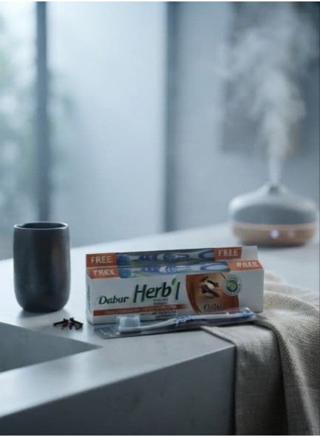 Herb'l Clove Toothpaste 280 Gm +Toothbrush Free 2 Pieces Multi Colar (5)