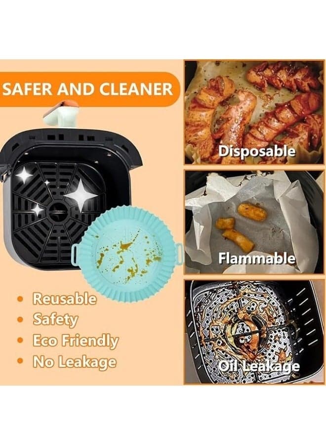 2 piece-Air Fryer Liner Reusable-Silicone Baking Paper, Round Air Fryer Silicone Liner Accessories Reusable Non-Stick Baking Tray Pot Basket Baking Pan Mat Replacement Baking Parchment Papers (٥)