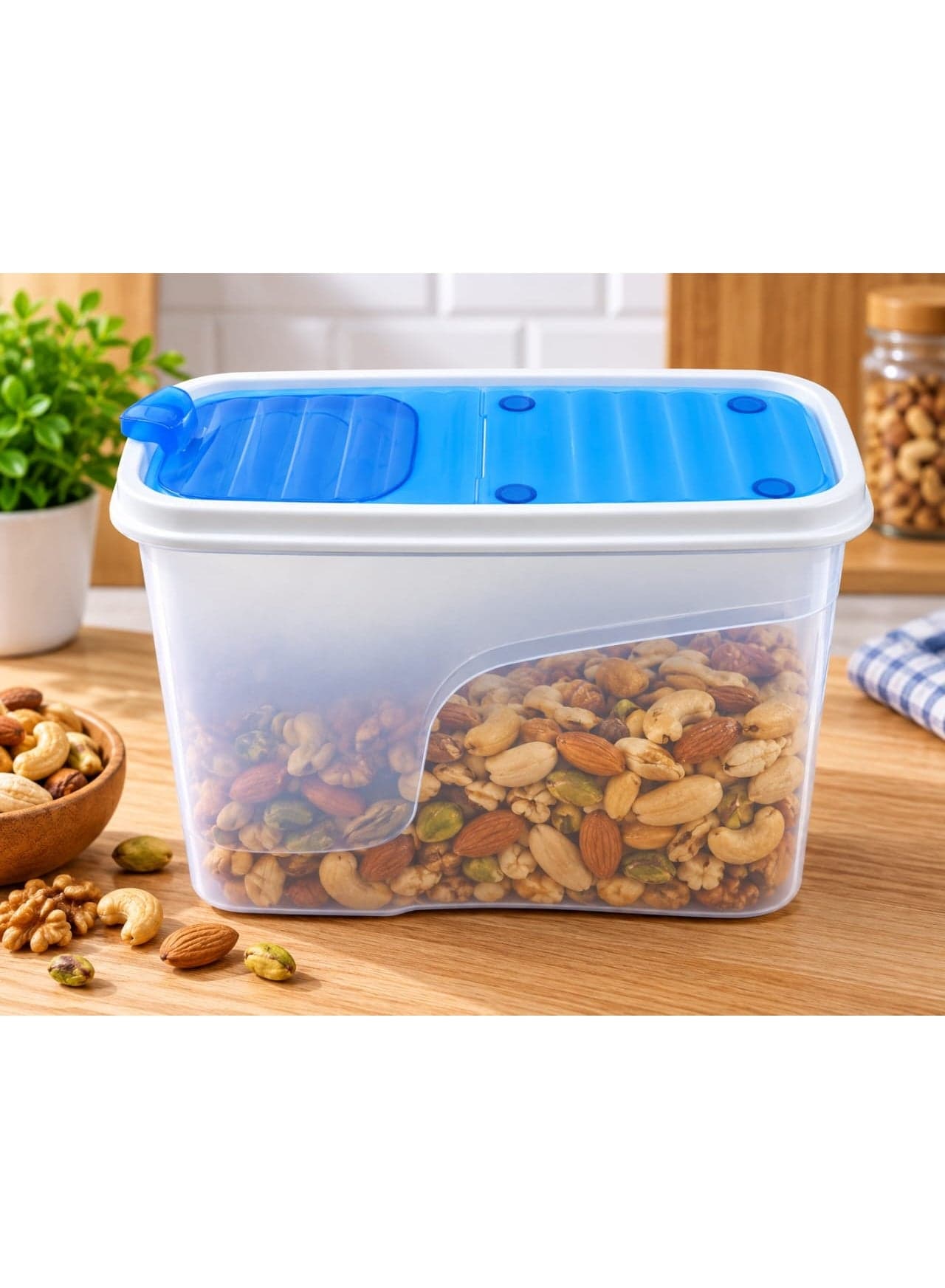 Transparent Grain and Legume Storage Container with Airtight Lid and Pouring Spout – Practical Kitchen Food Container (4)