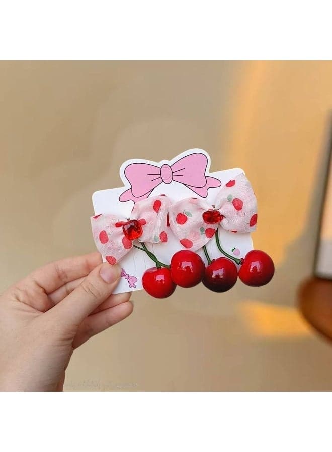2-Piece Cherry Bow Claw Hair Clip Set – Elegant Hair Clips for Women and Girls for Securing and Styling Hair
