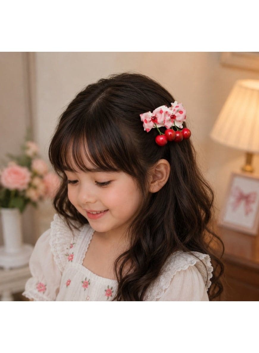 2-Piece Cherry Bow Claw Hair Clip Set – Elegant Hair Clips for Women and Girls for Securing and Styling Hair (3)