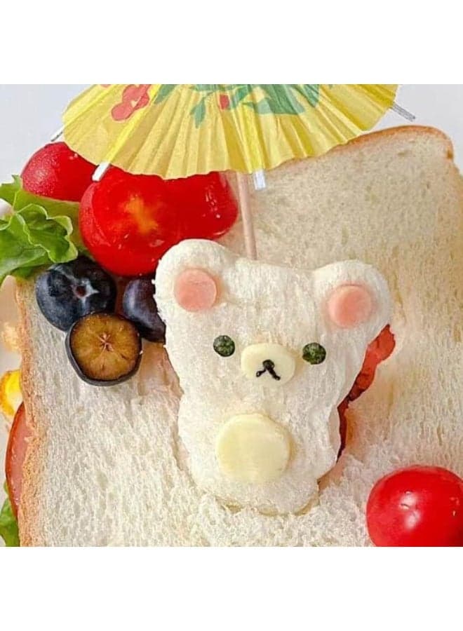 4-Piece Animal Sandwich Cutter and Embossing Stamp Set with Bear, Squirrel, Whale and Seal Designs, Colorful Food Cutters for Bread, Cookies, Pastry, Rice, Bento Lunches, Kids Meals and Lunch Boxes Kitchen Cutters (9)