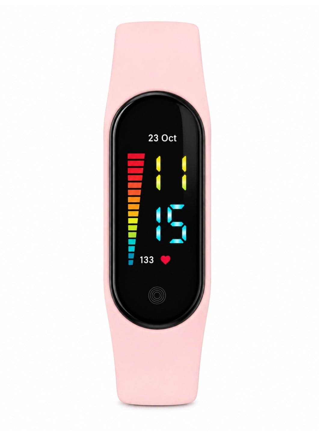 ساعة يد ديجيتال رياضية بشاشة ملونة وسوار سيليكون وردي فاتح Women's Wrist Watches