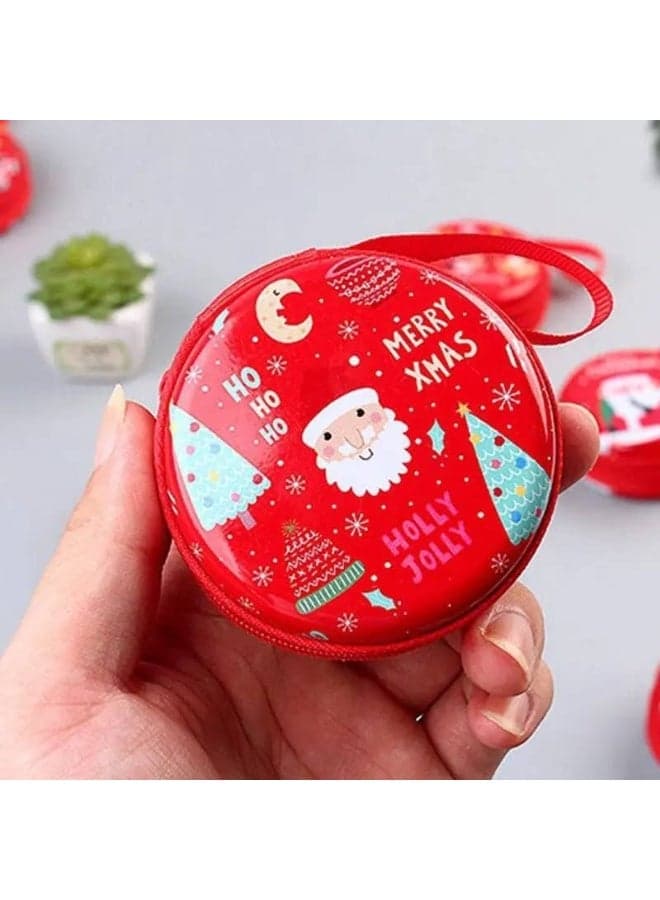 Christmas Metal Book Printed Christmas Shapes Round Book Creative Coin Collecting Purse, Perfect Gift for Kids 1pc Bags & Luggage (٣)