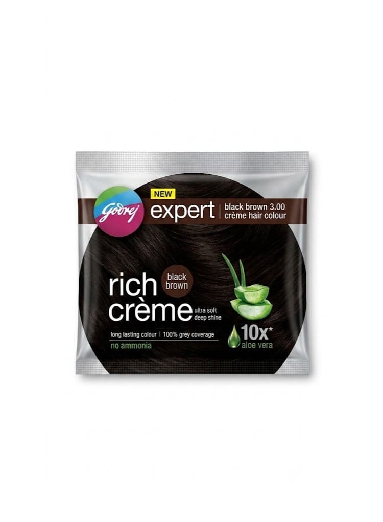 Ammonia-free cream hair dye with aloe vera extract, dark brown, 3.00 - 1 sachet for complete gray coverage Chemical Hair Dyes