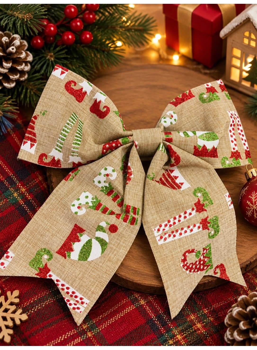Large Christmas Bow Ornament for Hanging on the Christmas Tree – Festive Christmas Tree Decoration Home Decor Ornaments (٢)