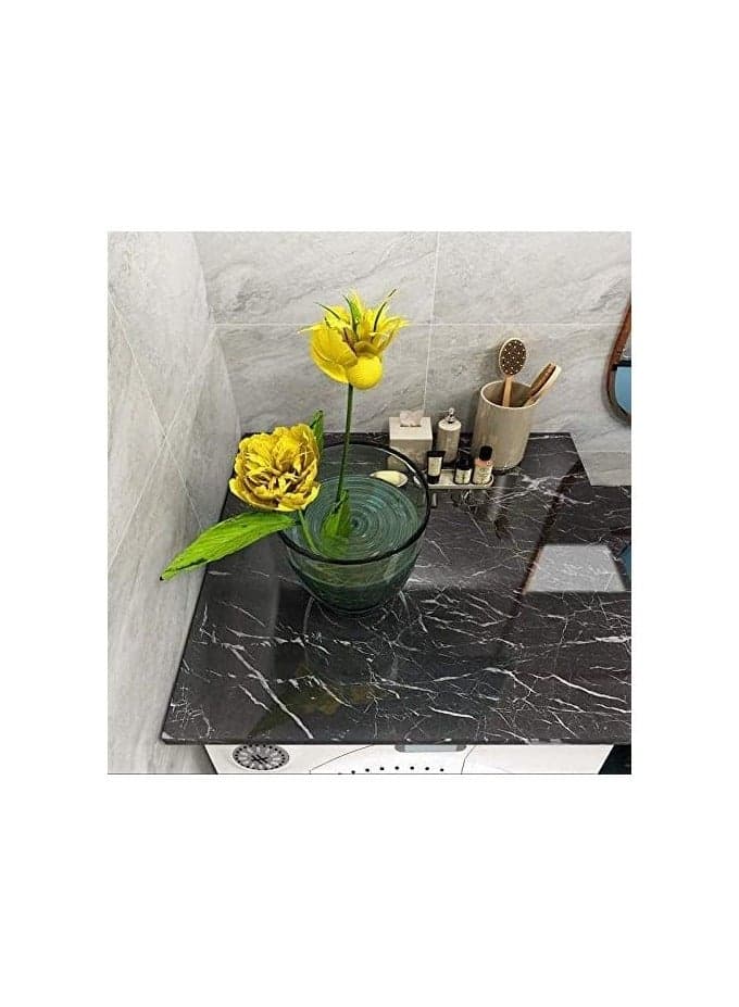 Adhesive Marble Roll - 5 Meter * 60 Cm For One Piece - Black Home Decor (٢)