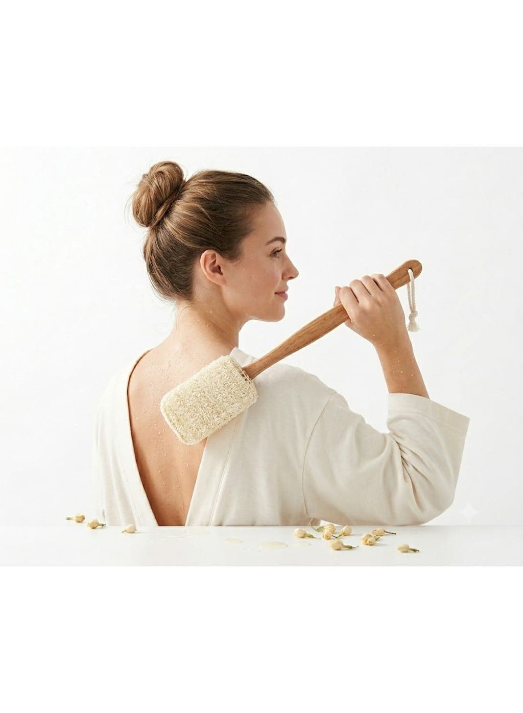 Long wooden handle bath brush for back and body cleansing – exfoliating and massaging brush for removing dead skin and stimulating blood circulation – suitable for wet and dry use (4)