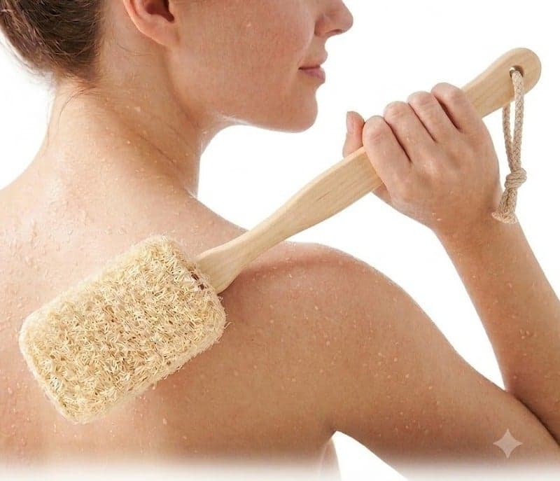 Long wooden handle bath brush for back and body cleansing – exfoliating and massaging brush for removing dead skin and stimulating blood circulation – suitable for wet and dry use (2)