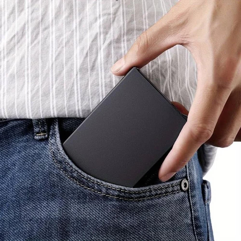 Blocking Card Holder, Slim Metal Credit Card Wallet Case, Black Card Files, Holders & Racks (5)
