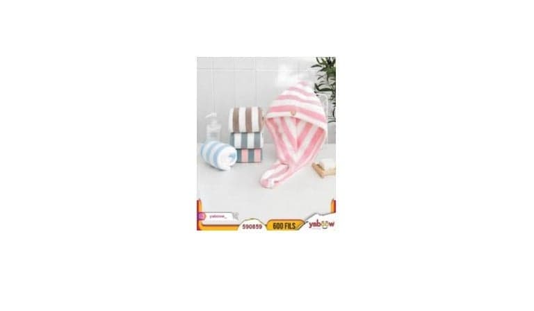 White and Pink Striped Microfiber Hair Drying Towel Wrap, Highly Absorbent Hair Turban for Quick Drying After Shower, Lightweight with Button Closure, Suitable for Daily Use (6)