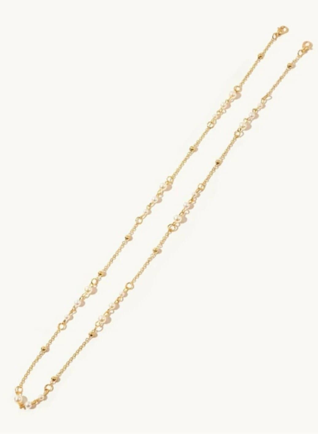 Women Eyeglasses Golden Metal Chain With Pearls Also Use As Necklace