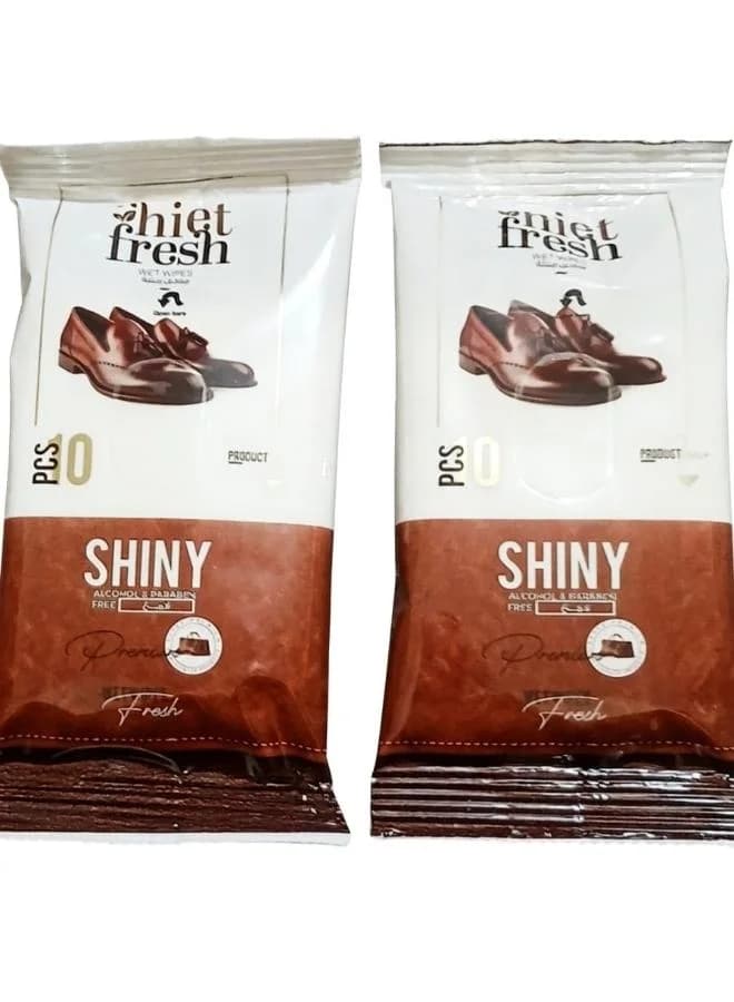 2 pieces of wet wipes for cleaning and polishing shoes and leather products (10 pcs) Men's Shoe Care & Accessories
