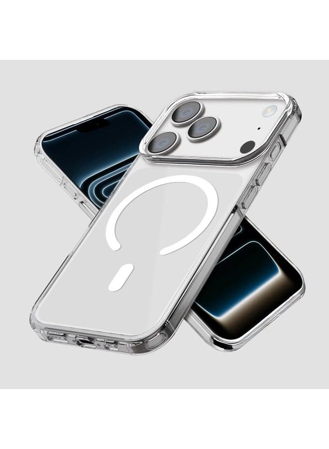 Magsafe Case for iPhone 17 Pro Magsafe Clear Cover Magnetic Wireless Charging Support, Shockproof Protection, Scratch-Resistant for iPhone 17 Pro - Clear (٦)