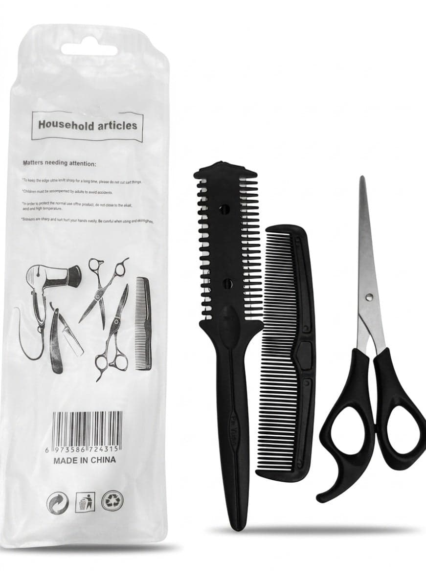 Professional Hair Cutting Tools Kit with Scissors, Comb, and Razor Comb
