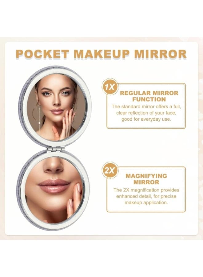 Compact Double-Sided Magnifying Mirror – Portable Folding Travel Makeup Mirror for Purse, Pocket & Desk, Handheld Adjustable Vanity Mirror, Ideal Gift (٧)